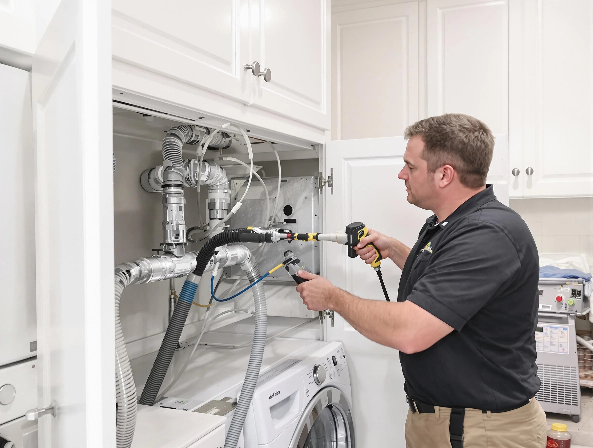 Perry Dryer Vent Cleaning professional removing severe blockage from a clogged dryer vent in Perry
