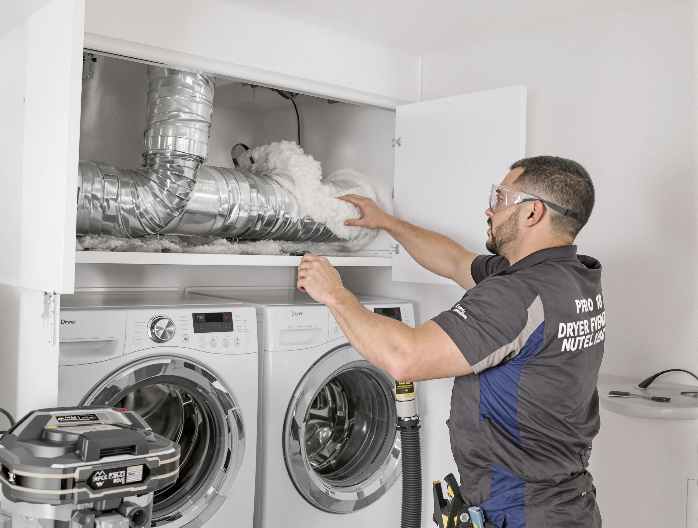Perry Dryer Vent Cleaning certified technician performing specialized gas dryer vent cleaning in Perry